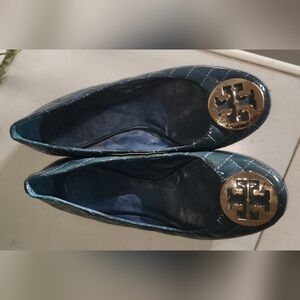 Tory Burch Women's Quilted Ballet Flats - Blue and Gold